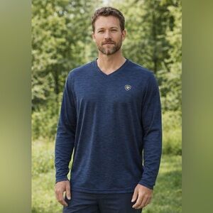 Ariat Tek Long Sleeve Performance Shirt Mens L Blue Heather Athletic Outdoor